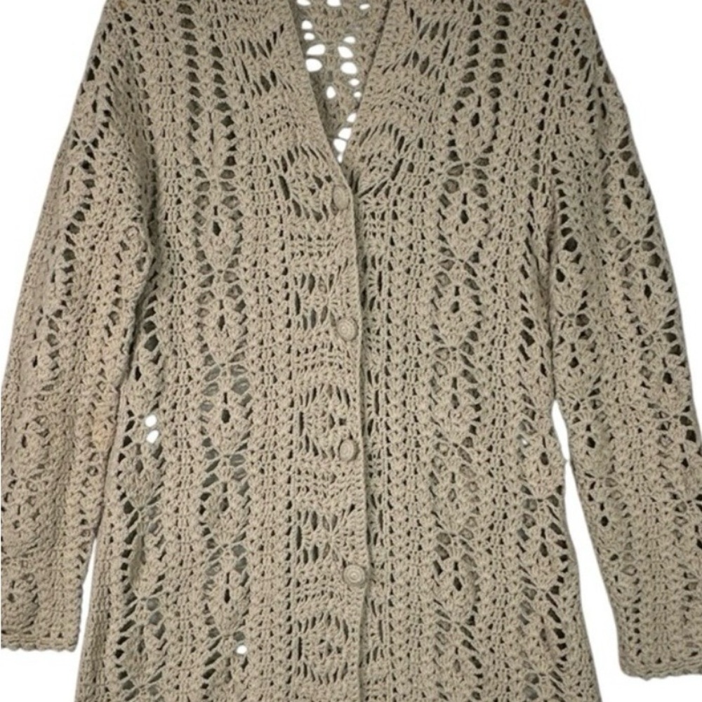 SOLD 
J Jill Classy Beige Crochet Women's Sweater